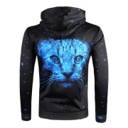 3D Animal Print Pullover Drawstring Hoodie - Dodger Blue Fansmadedirect