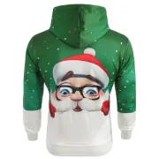3D Cartoon Santa Claus Print Pullover Hoodie - Seaweed Green Fansmadedirect