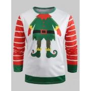 3D Christmas Clown Printed Long Sleeve T-shirt - White Fansmadedirect