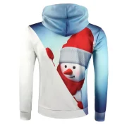 3D Christmas Snowman Printed Contract Color Hoodie - Blue Gray Fansmadedirect