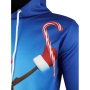 3D Christmas Snowman Printed Pullover Hoodie - Ocean Blue Fansmadedirect