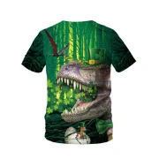 3D Dinosaur Printed Short Sleeve T-shirt - Medium Forest Green Fansmadedirect