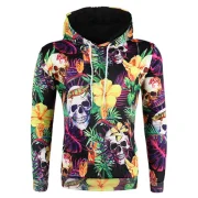 3D Flowers Skull Printed Pullover Hoodie - Dark Orchid Fansmadedirect