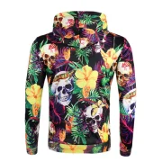 3D Flowers Skull Printed Pullover Hoodie - Dark Orchid Fansmadedirect