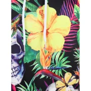 3D Flowers Skull Printed Pullover Hoodie - Dark Orchid Fansmadedirect