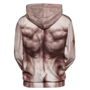 3D Muscle Print Pouch Pocket Funny Hoodie - Warm White Fansmadedirect