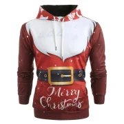 3D Santa Claus Costume Print Christmas Hoodie - Chestnut Red Fansmadedirect