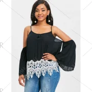 ace Brim Open Shoulder Blouse - Black Fansmadedirect