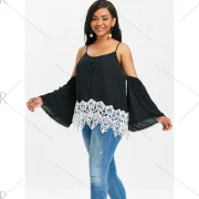 ace Brim Open Shoulder Blouse - Black Fansmadedirect