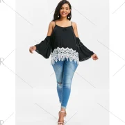 ace Brim Open Shoulder Blouse - Black Fansmadedirect