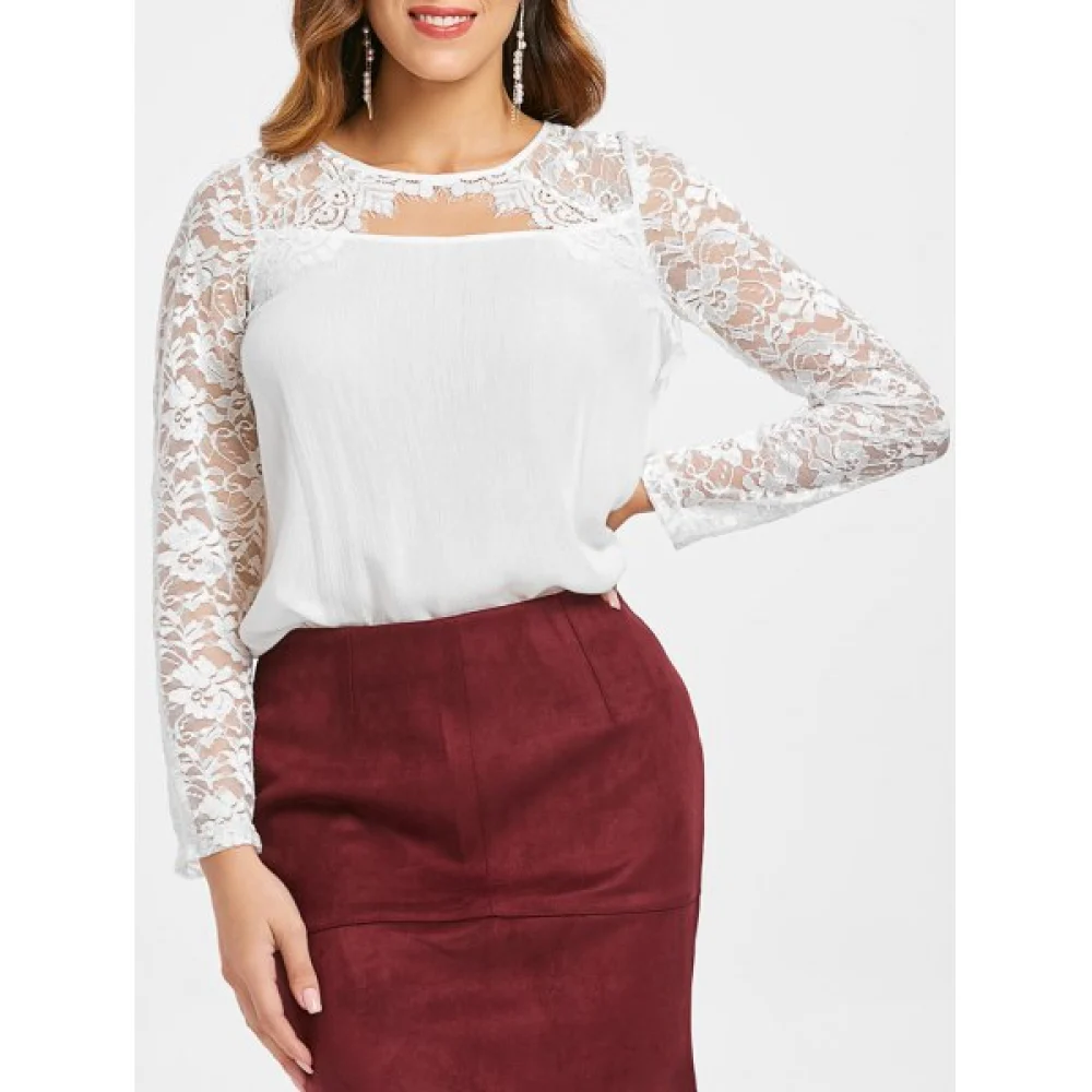 ace Insert Cut Out Blouse - White Fansmadedirect