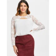 ace Insert Cut Out Blouse - White Fansmadedirect