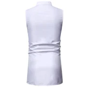 African Gilding Print Sleeveless Shirt - White Fansmadedirect