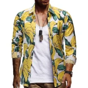 Allover Banana Print Button hirt - Fansmadedirect