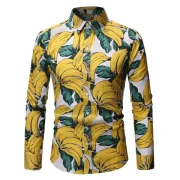 Allover Banana Print Button hirt - Fansmadedirect