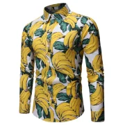 Allover Banana Print Button hirt - Fansmadedirect