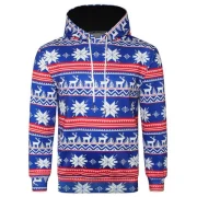 Allover nowflake Print Big Pocket Hoodie - Ocean Blue Fansmadedirect
