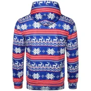 Allover nowflake Print Big Pocket Hoodie - Ocean Blue Fansmadedirect