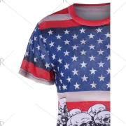 American Flag and Skull Printed T-shirt - Black Fansmadedirect