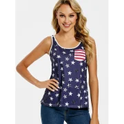American Flag Backless Tank Top with Bowknot - Navy Blue Fansmadedirect