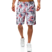 American Flag etters Print Beach Shorts - White Fansmadedirect