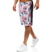 American Flag etters Print Beach Shorts - White Fansmadedirect