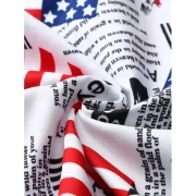 American Flag etters Print Beach Shorts - White Fansmadedirect