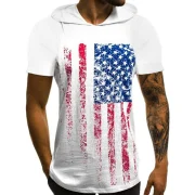American Flag Hooded T Shirt - White Fansmadedirect