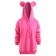 Animal Ears Fleece Hoodie - Violet Red Fansmadedirect