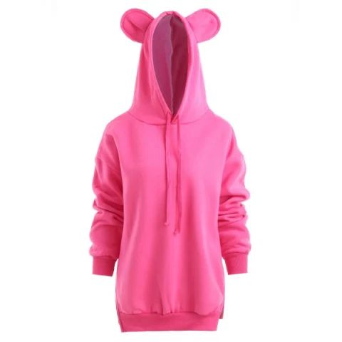 Animal Ears Fleece Hoodie - Violet Red Fansmadedirect