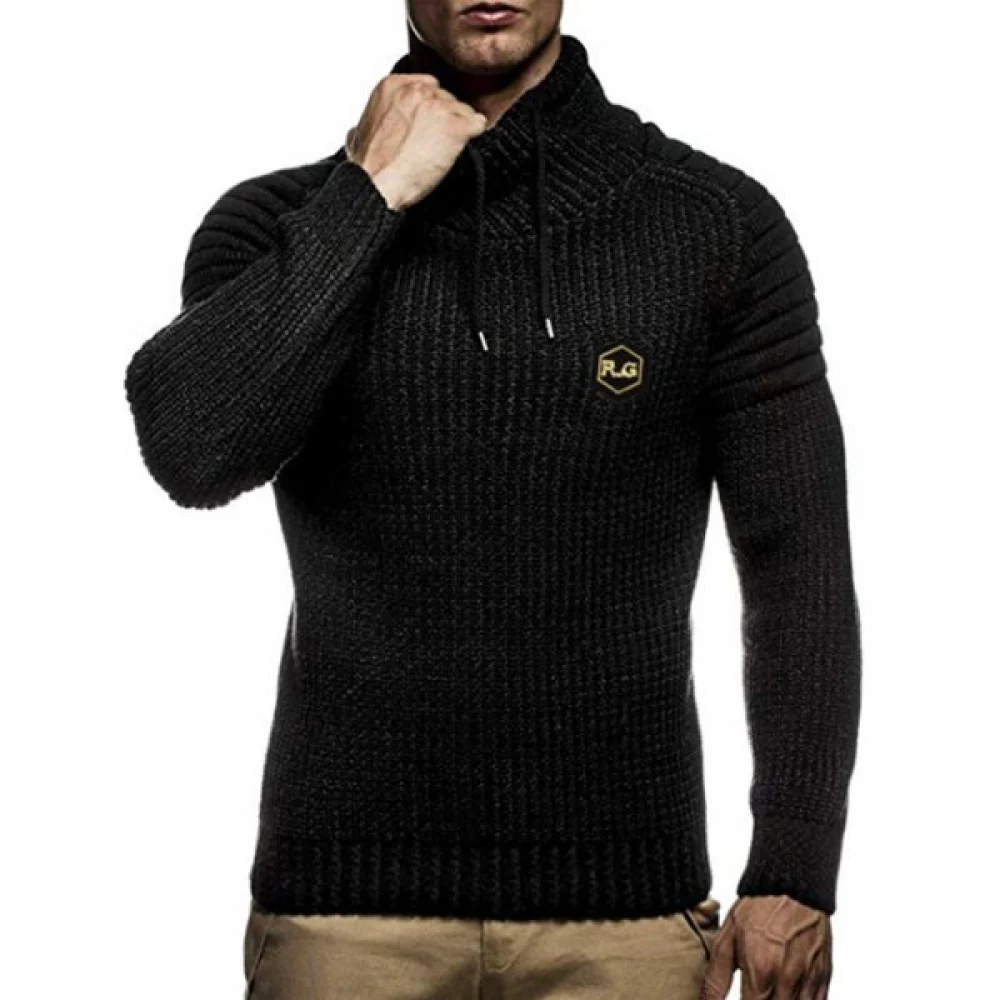 Applique Drawstring Pullover Sweater - Black Fansmadedirect