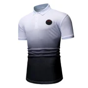 Applique Ombre Print Casual Tee - White Fansmadedirect