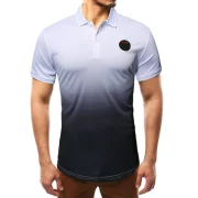 Applique Ombre Print Casual Tee - White Fansmadedirect