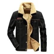Applique Pockets Plush Casual Jacket - Black Fansmadedirect