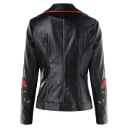 Applique PU Biker Jacket - Black Fansmadedirect