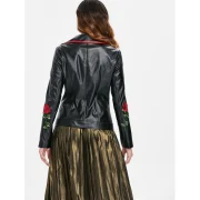 Applique PU Biker Jacket - Black Fansmadedirect