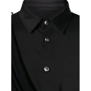 Asymmetric Button Up Solid Shirt - Black Fansmadedirect