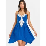 Asymmetric Color Block Cami Dress - Royal Blue Fansmadedirect