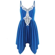 Asymmetric Color Block Cami Dress - Royal Blue Fansmadedirect