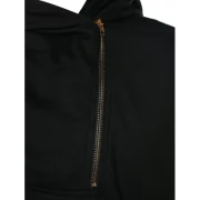 Asymmetric Half Zip Solid Hoodie - Black Fansmadedirect