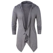 Asymmetric One Button Long Sleeve Hoodie - Ash Gray Fansmadedirect
