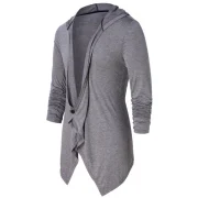 Asymmetric One Button Long Sleeve Hoodie - Ash Gray Fansmadedirect