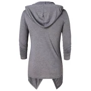 Asymmetric One Button Long Sleeve Hoodie - Ash Gray Fansmadedirect