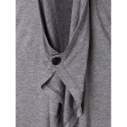 Asymmetric One Button Long Sleeve Hoodie - Ash Gray Fansmadedirect