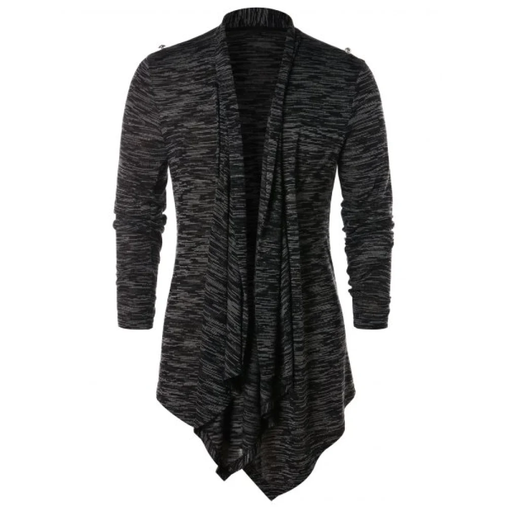 Asymmetric Open Front Space Dye Coat - Dark Gray Fansmadedirect
