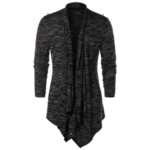 Asymmetric Open Front Space Dye Coat - Dark Gray Fansmadedirect