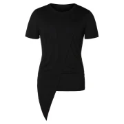 Asymmetric Round Neck Short Sleeve Top - Gray Fansmadedirect