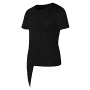 Asymmetric Round Neck Short Sleeve Top - Gray Fansmadedirect