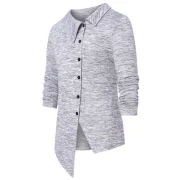 Asymmetric Space Dye Button Up Cardigan - Gray Fansmadedirect