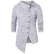 Asymmetric Space Dye Button Up Cardigan - Gray Fansmadedirect